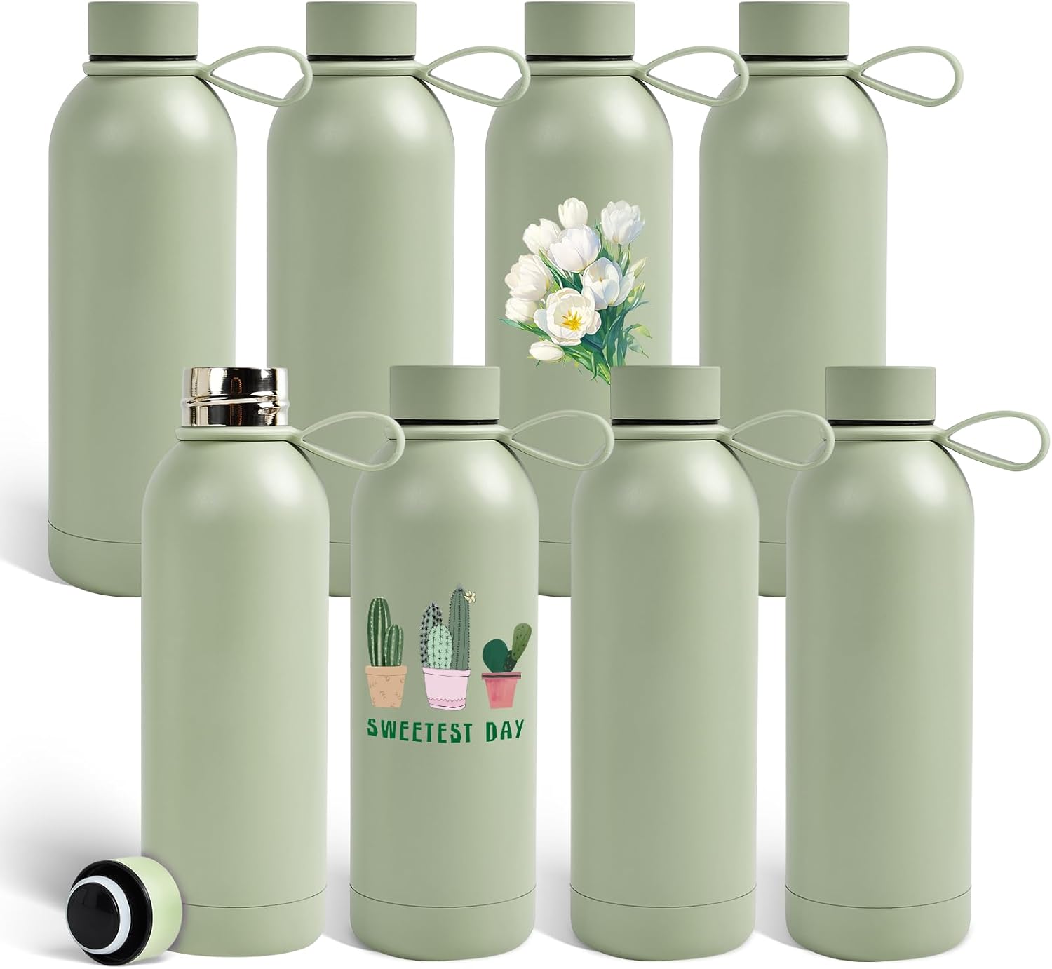 PlanetFlame 17 oz sublimation tumblers, 8-pack matte light green